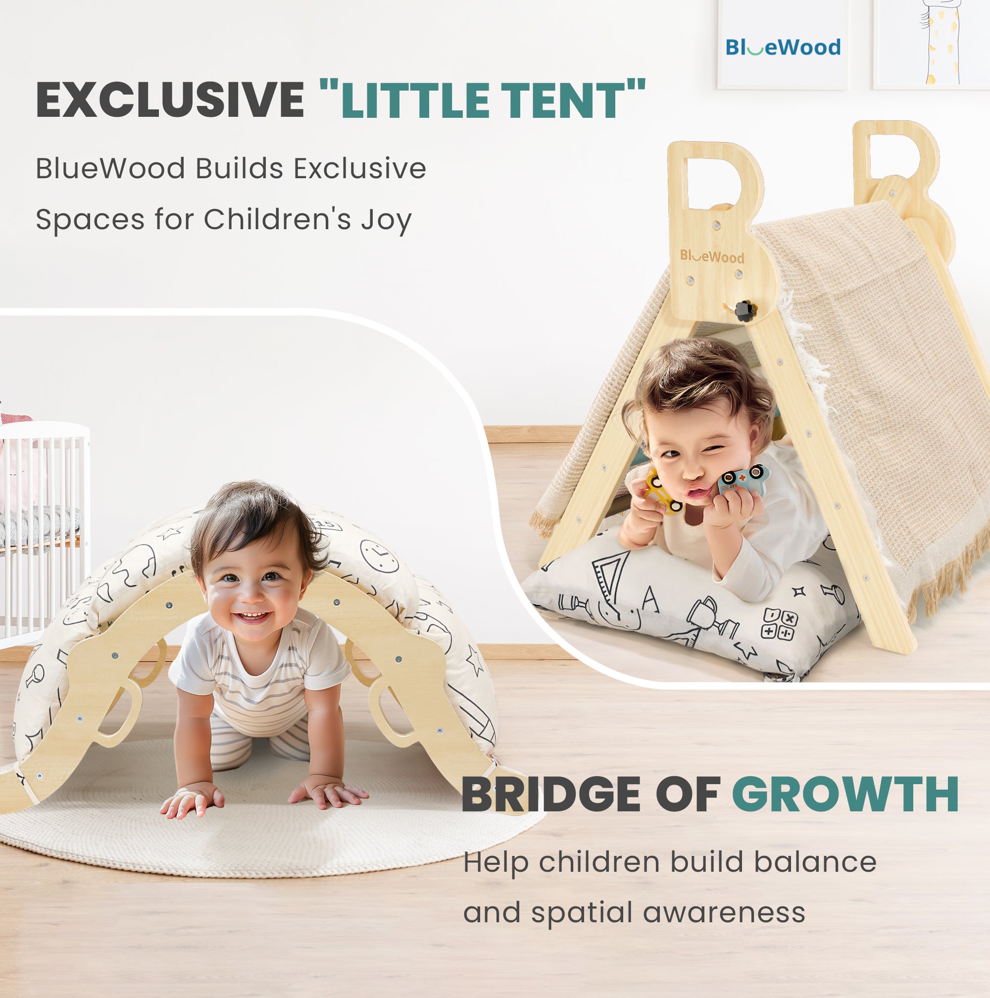 Totsicle- Juego triangular Pikler BlueWood® con cojín *Arcoíris